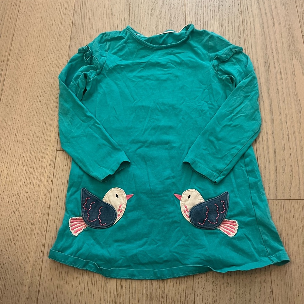 M&S 4T Teal Kids Tunic Shirt with Bird Design